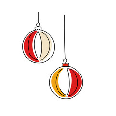 christmas balls line art hand drawn minimalist balls