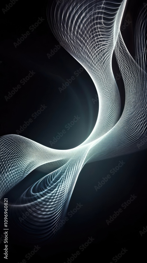 Poster flowing waves and smooth gradients intertwine, forming an abstract backdrop that adds modern sophist