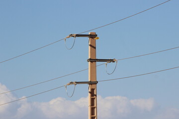 Power Electric Pole with Wires