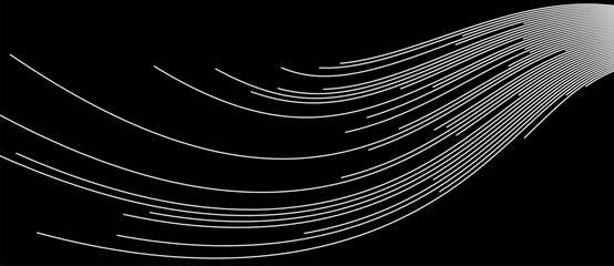 White wave dynamic lines on black background.