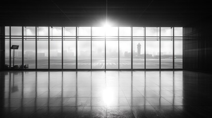 Airport Runway View: A Monochromatic Study of Departure