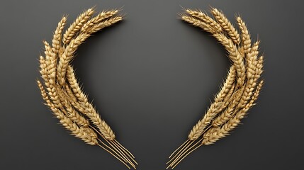 Golden wheat stalks arranged in a circular frame against a dark background.  A simple, elegant design.