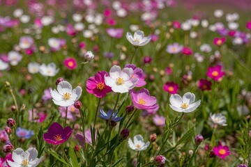 Radiant Flowers in a Bright Spring Meadow Landscape