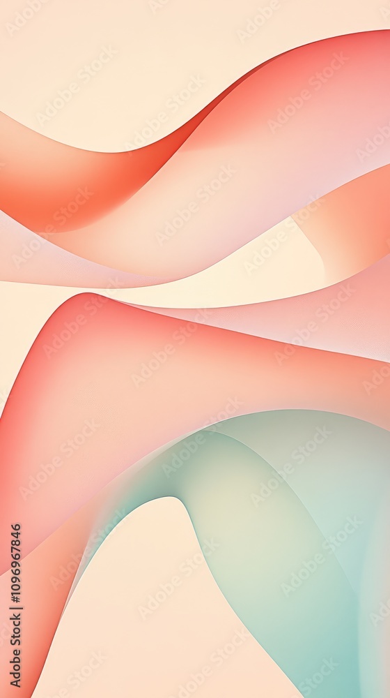 Poster this captivating abstract background features gracefully flowing waves in soft gradients and dynamic