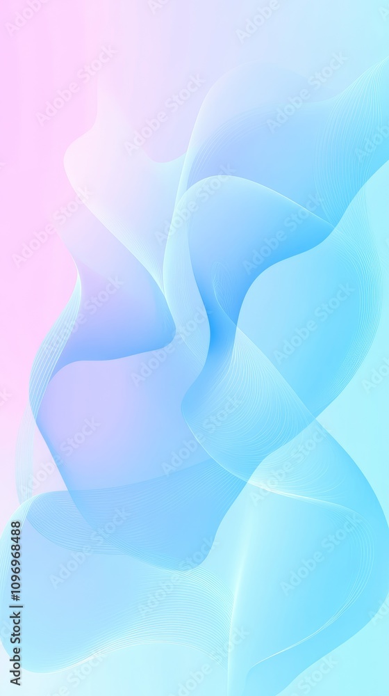 Poster captivating waves flow harmoniously across a canvas of smooth gradients in soft colors, crafting a d