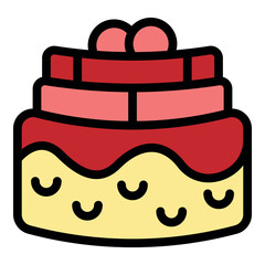 Layered cake with dripping icing and cherries, representing celebrations, birthdays, and sweet treats