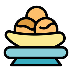 Three falafel balls, a popular middle eastern and mediterranean street food, are beautifully presented in a stylish oval bowl placed on a tray