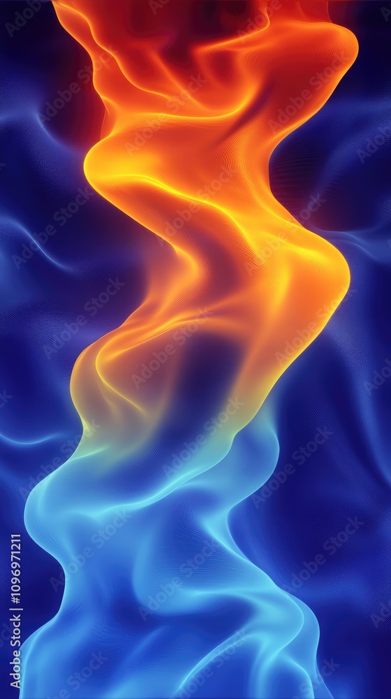 Aufkleber soft waves flow seamlessly in a blend of rich orange and serene blue hues, creating a captivating ab