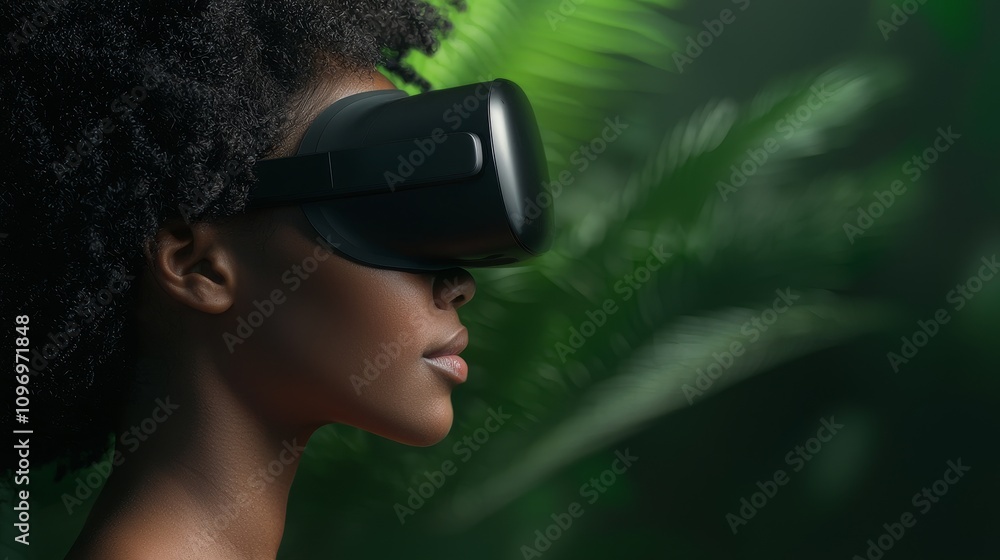 Aufkleber advanced ai technology in a futuristic environment with virtual reality and nature elements displaye