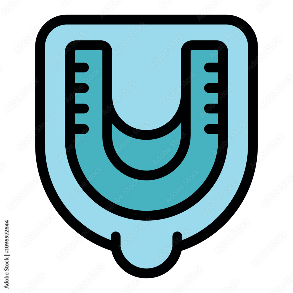Poster plastic container showing measurement lines for urinalysis testing in laboratory or hospital setting