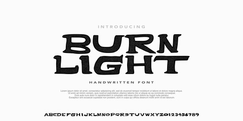 Modern Typeface Handwritten Font with texture, Alphabet Grunge Bold style,Uppercase and Number.Vector illustration