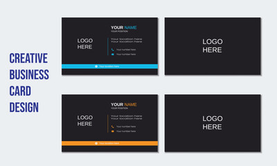 Creative modern clean professional minimalist Double-sided real estate business card design templet. landscape orientation. Layout in rectangle size with yellow and blue color.