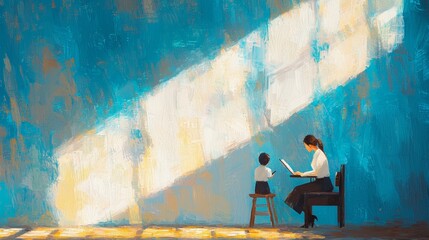 Obraz premium Mother giving a lessons to her son