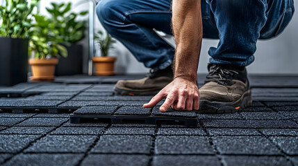 Installing Black Patio Tiles: Realistic Photo