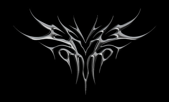 recommend clip art: 3d chrome metal of y2k icon. 3d rendering illustration of abstract neo tribal icon.3D Illustration
