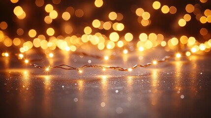 Golden Lights Sparkle: Festive Bokeh Background
