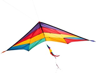 Colorful Kite with Trailing Tail Isolated on White Background