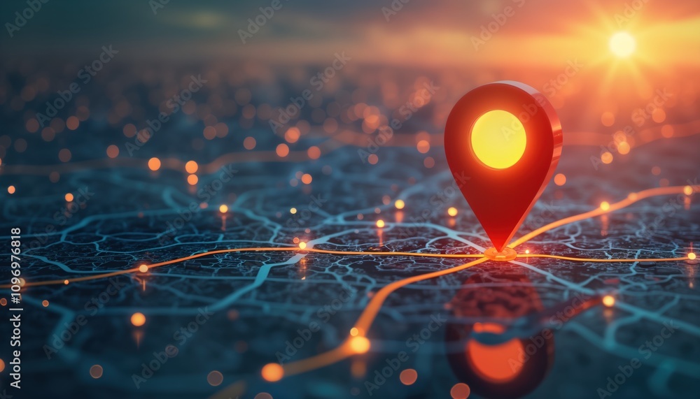 Aufkleber GPS map pointer on city road network. Route navigation symbol. Global positioning system concept. Travel direction pin. Location marker. Modern tech. Journey tourism. Trip destination. Find place.