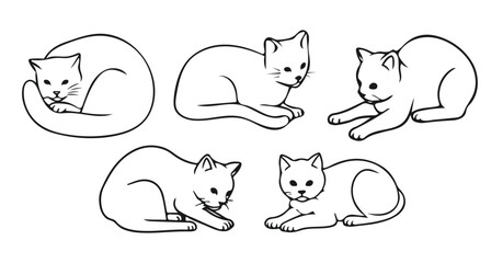 cats line art vector draw.