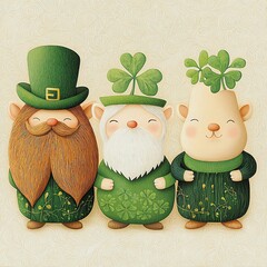 Patricks day Cute festive gnomes celebrating tradition.