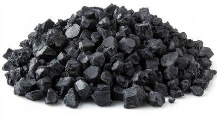 A pile of black coal chunks, used as fuel and for industrial purposes.