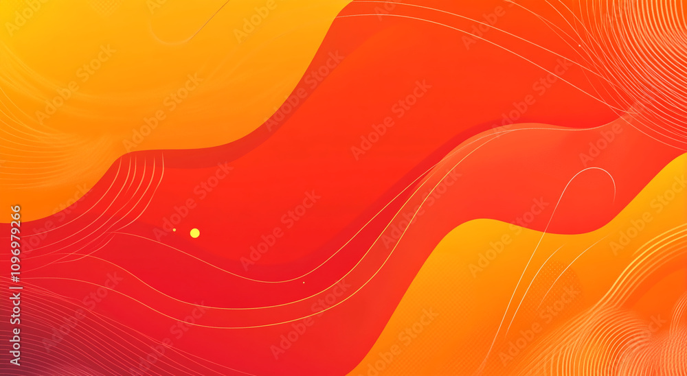 Poster Bright warm abstract waves with vibrant reds and oranges create a lively background for creative projects and designs