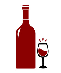 Wine clip art design on plain white transparent isolated background for card, shirt, hoodie, sweatshirt, apparel, tag, mug, icon, poster or badge