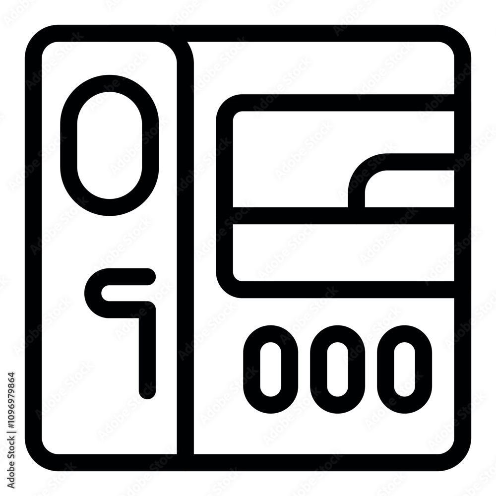 Poster simple black and white icon of a gas meter displaying a zero reading, symbolizing energy conservatio