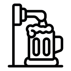 Freshly tapped beer pouring into a glass mug, overflowing with frothy foam