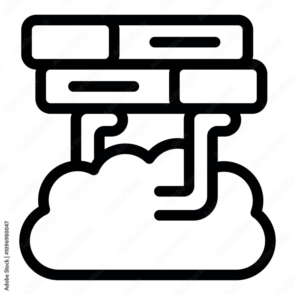 Poster server transferring data to the cloud computing system, simple black and white icon