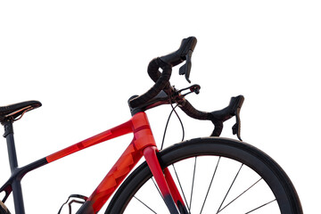 close view of the red road bikes on a white background