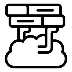 Server transferring data to the cloud computing system, simple black and white icon