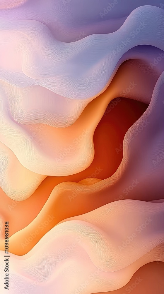 Poster elegantly flowing waves create a mesmerizing abstract background with smooth gradients and rich text