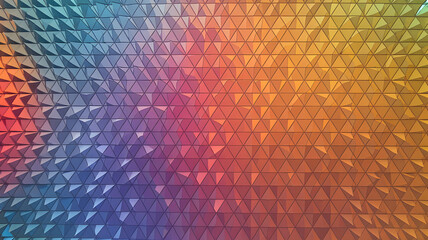 Colorful geometric pattern with triangular shapes creating a vibrant gradient at an art installation