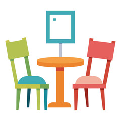 Fototapeta premium chairs and table sign clipart cartoon Illustration drawing