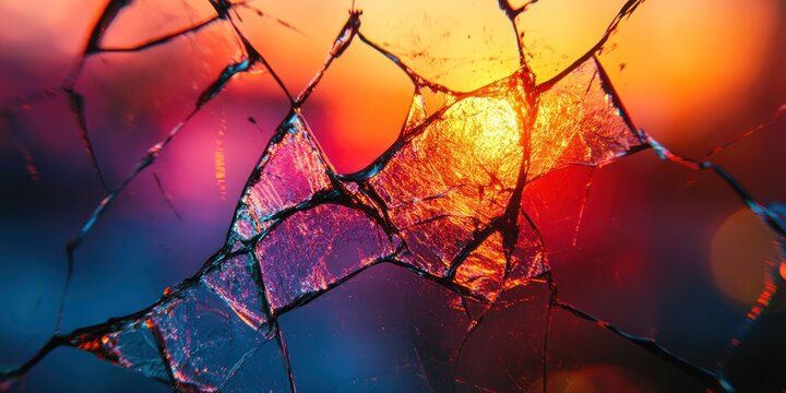 Shattered Glass Sunset Vivid Colors Abstract