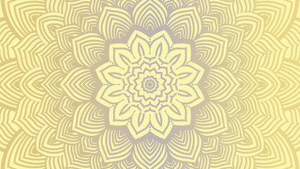 Round mandala on dreamy peach fuzz gradient background. Translucent mesh pattern in the form of a mandala. Mandala with floral patterns.Gradient background with round mandala.Vishal 