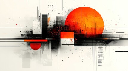 Abstract Orange and Black Geometric Composition