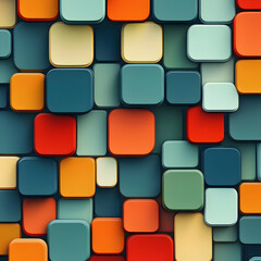 3D Abstract Background: Colorful Square Blocks