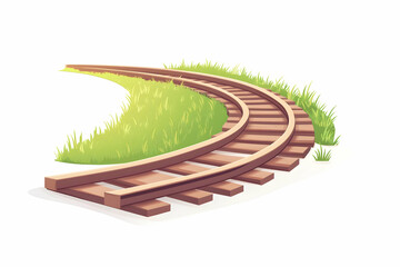 Curved Railroad Tracks Illustration