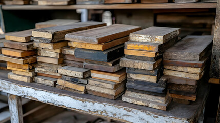 Fototapeta premium Stacked Wood Blocks Photo