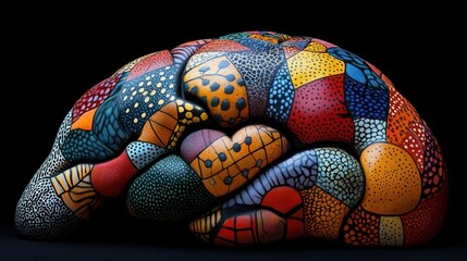 Vibrant Hues of the Mind: A Multifaceted Ceramic Brain Sculpture