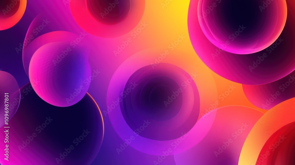 Poster abstract design featuring colorful, overlapping circles and gradients.