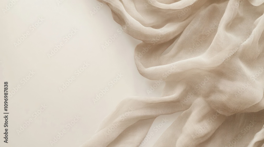 Aufkleber a soft, flowing fabric drapes elegantly over a light surface, creating a serene composition.