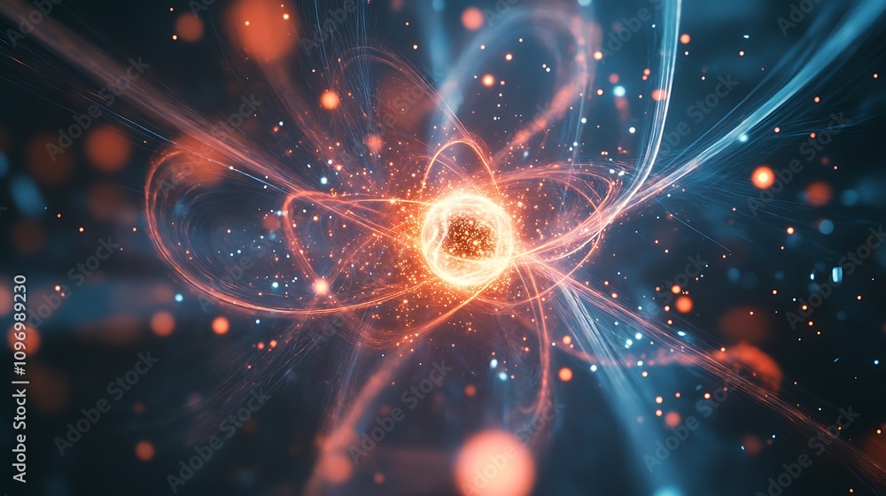 Poster a futuristic physics lab with digital interfaces for exploring the behavior of matter under high-ene