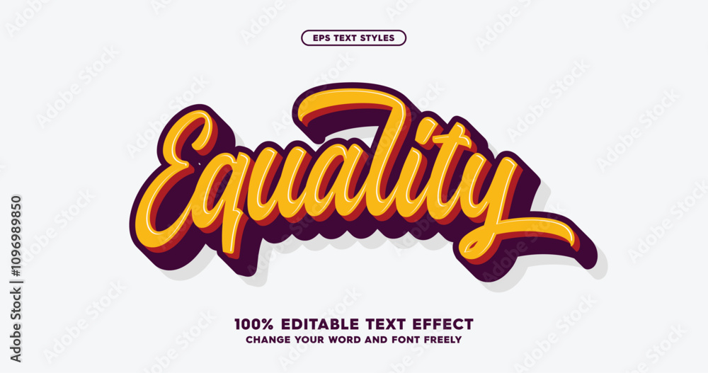 Poster equality: vintage modern script font effect with highlight and shadow, stylish lettering font and nu