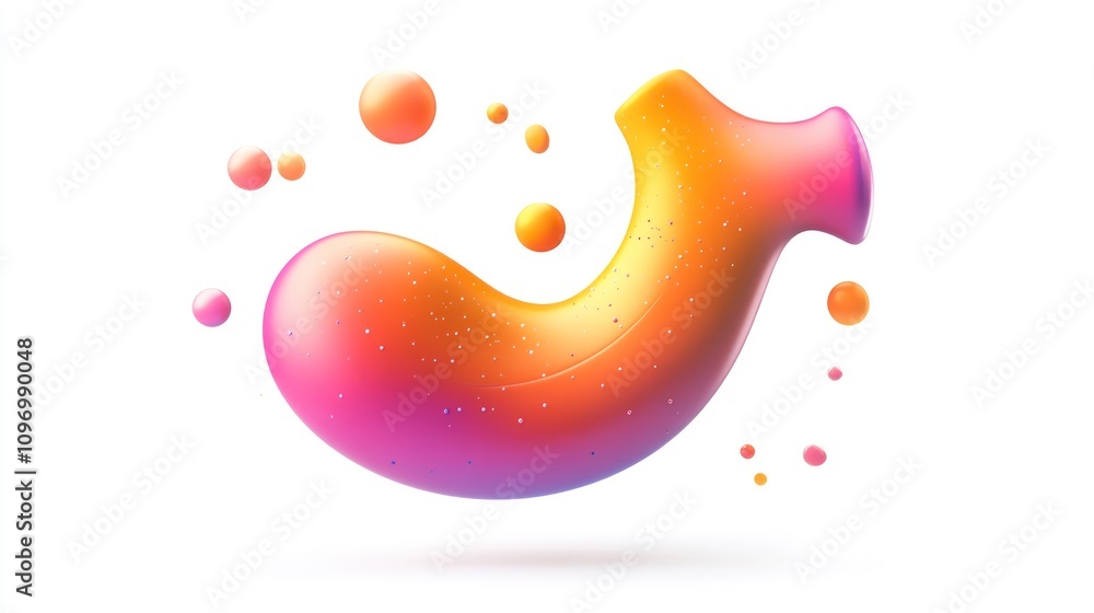 Aufkleber a colorful, abstract representation of a stomach with floating bubbles.