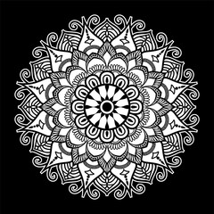Intricate Black-and-White Mandala for Coloring,