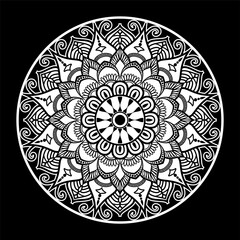 Intricate Black-and-White Mandala for Coloring,