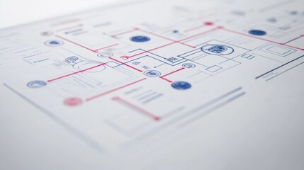 Fototapeta premium A detailed digital flowchart showcasing innovative processes and connections. This infographic serves as a versatile tool for brainstorming. Generative AI